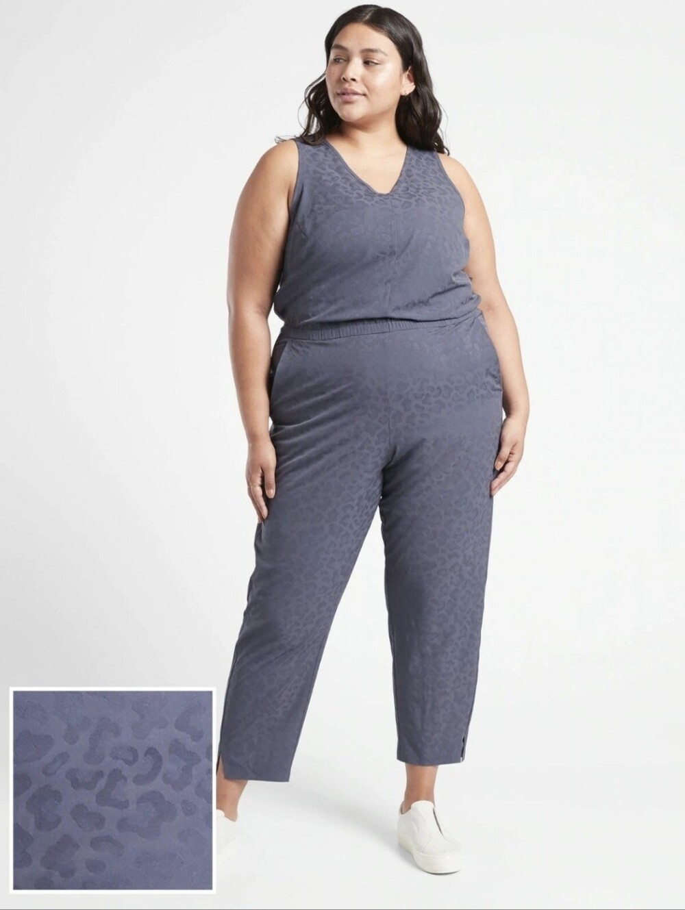 Athleta NWT Brooklyn Textured Jumpsuit In Medieval Violet SIZE 24